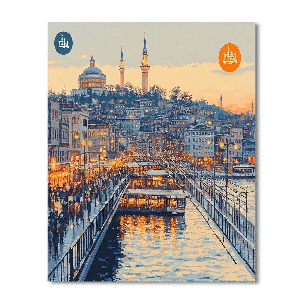 Galata Bridge And Skyline Istanbul Turkiye paint by number