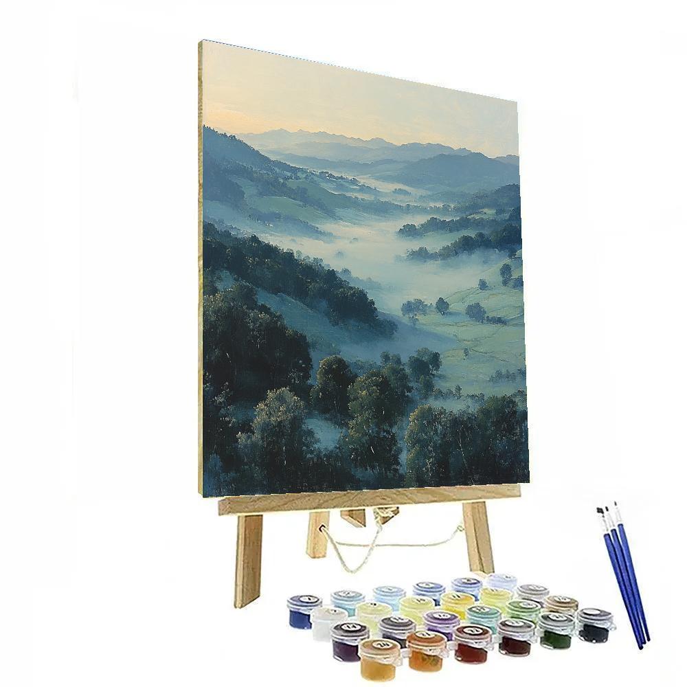 Leonardo Da Vinci Inspired Morning Fog In The Valley paint by number