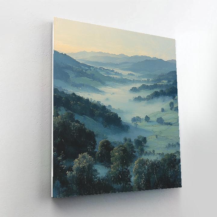 Leonardo Da Vinci Inspired Morning Fog In The Valley paint by number