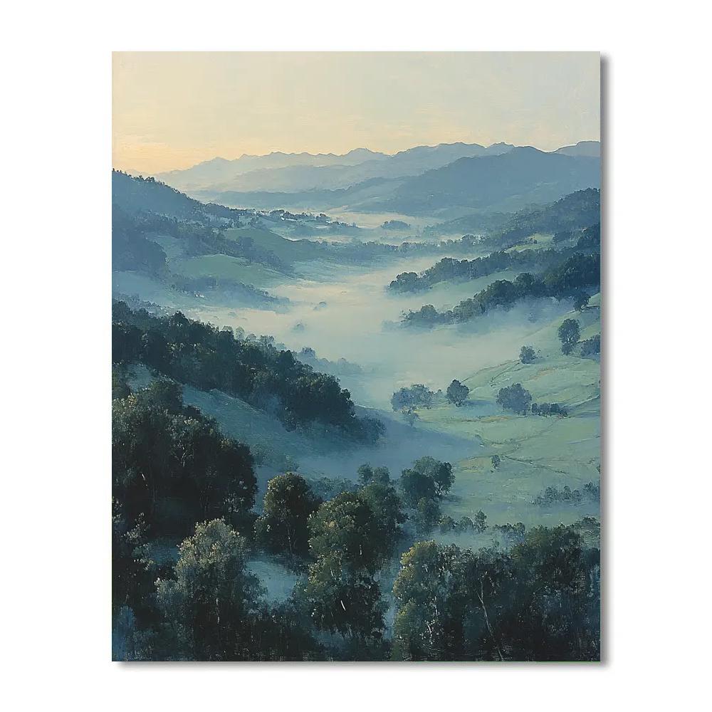 Leonardo Da Vinci Inspired Morning Fog In The Valley paint by number