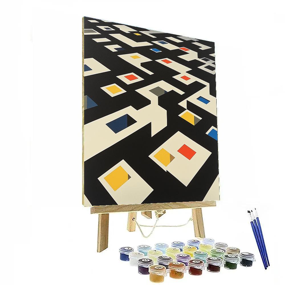 Piet Mondrian Inspired Space Station Grid paint by numbers