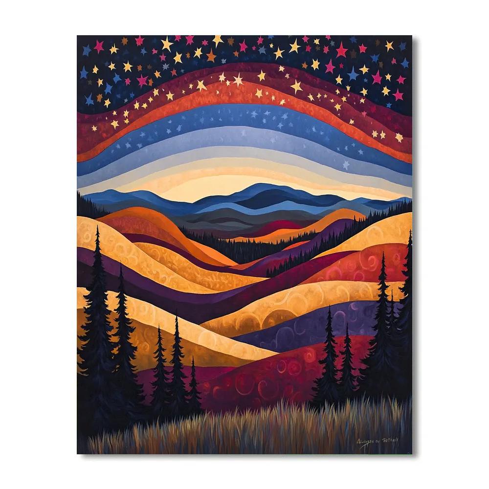 J E H MacDonald Inspired Autumn Constellations Above Algoma Hills paint by numbers