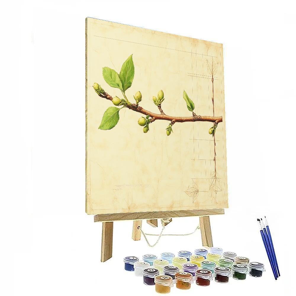 Leonardo Da Vinci Inspired Orchard Branch Study Number painting