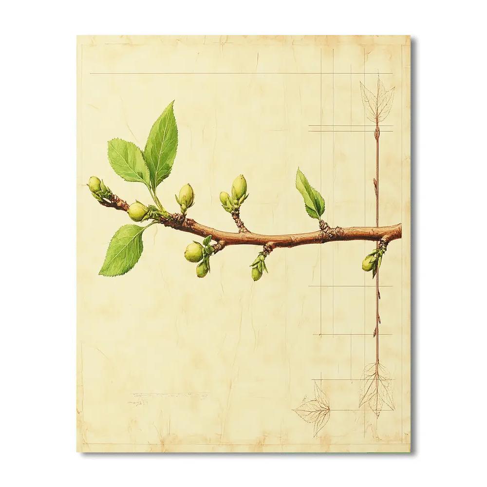 Leonardo Da Vinci Inspired Orchard Branch Study Number painting