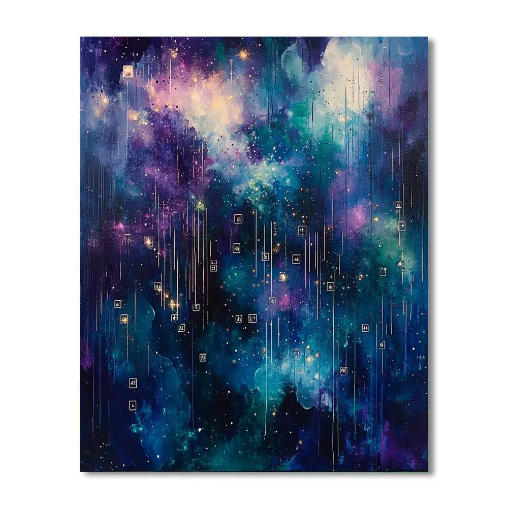 Jackson Pollock Inspired Nebulae Rhythm Constellation paint by color