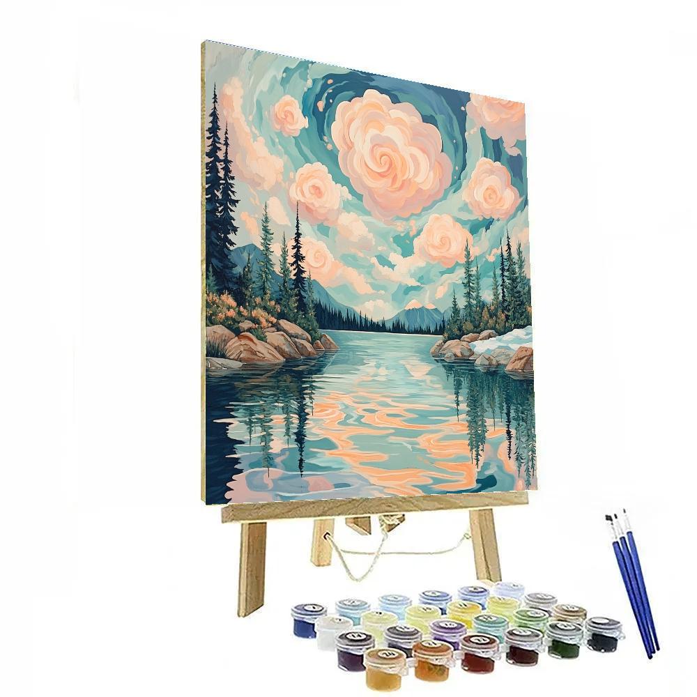 J E H MacDonald Inspired Spring Nebula Reflections On Mountain Lake Painting by numbers kit