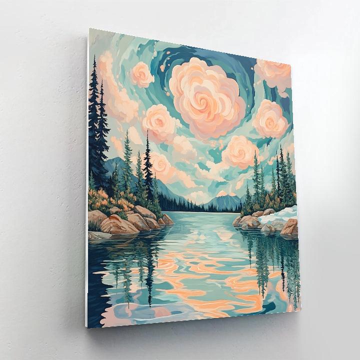 J E H MacDonald Inspired Spring Nebula Reflections On Mountain Lake Painting by numbers kit