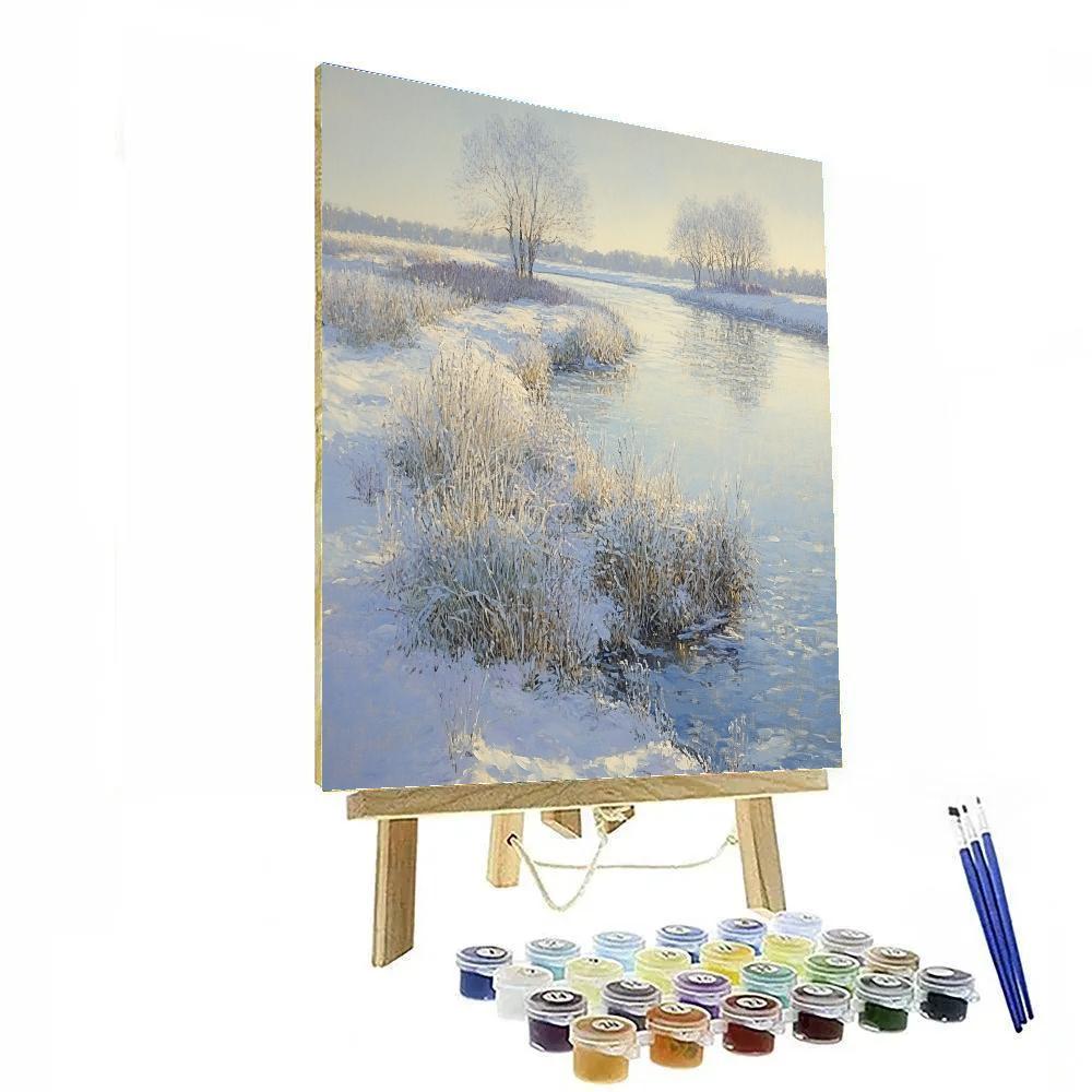 Claude Monet Inspired Frosty Riverbank Morning Light paint by numbers