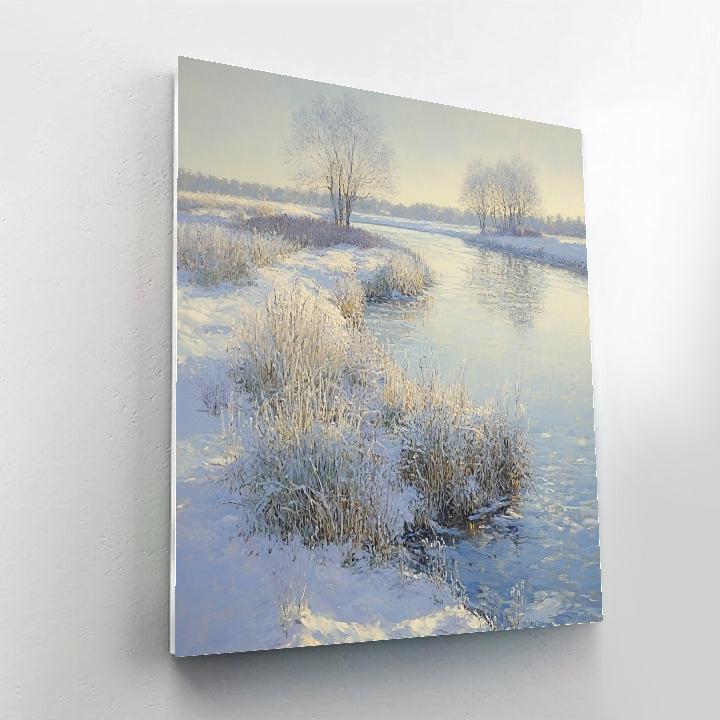 Claude Monet Inspired Frosty Riverbank Morning Light paint by numbers