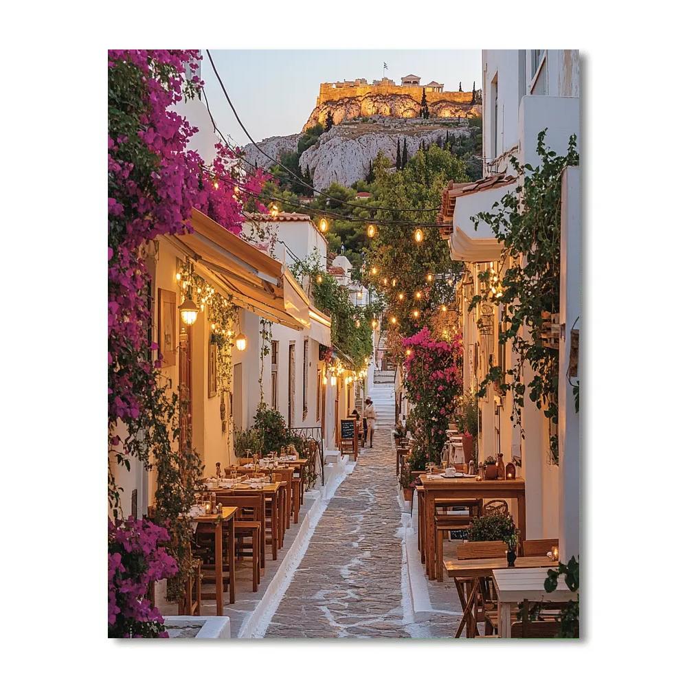 Plaka Old Quarter Streets Athens Greece painting number kit