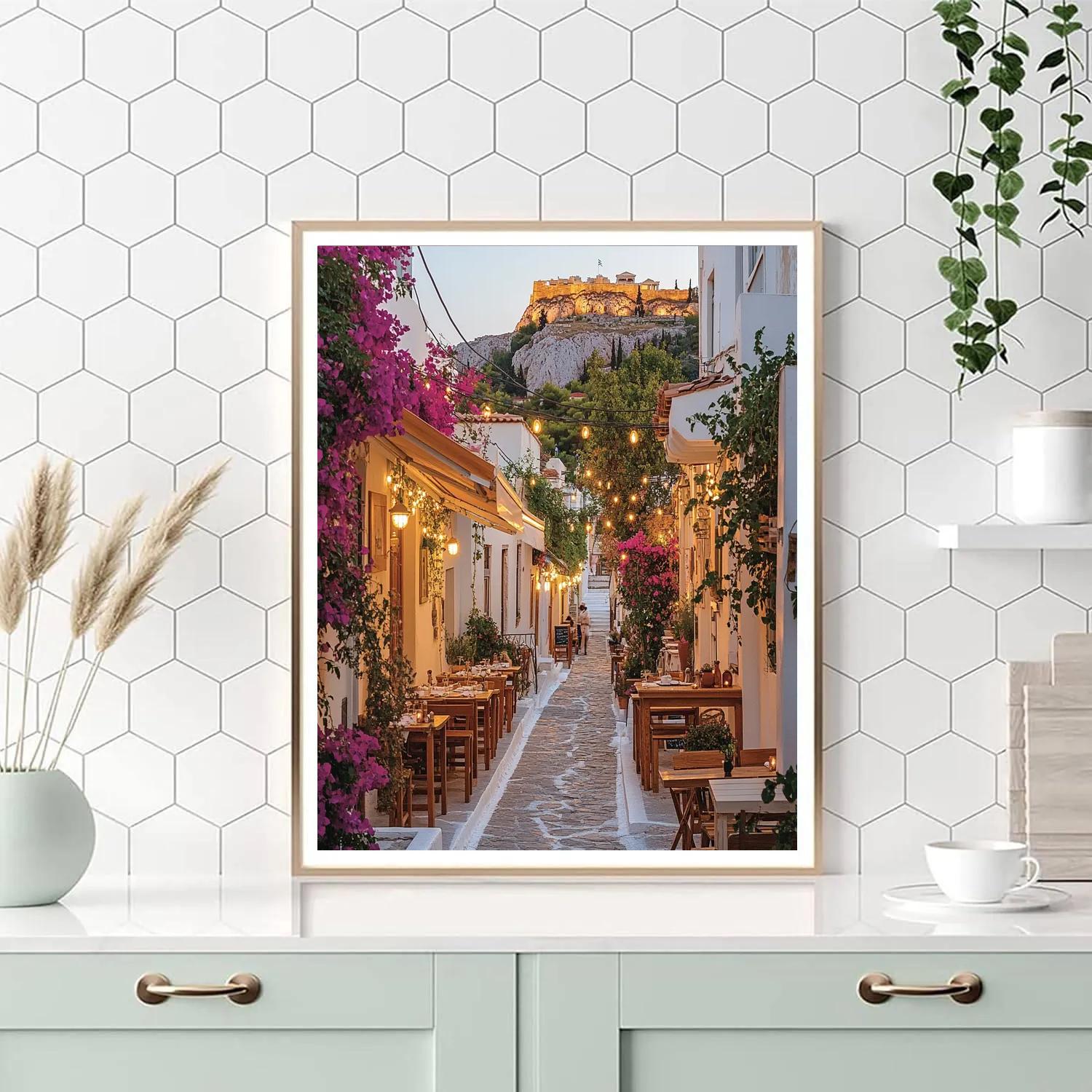 Plaka Old Quarter Streets Athens Greece painting number kit