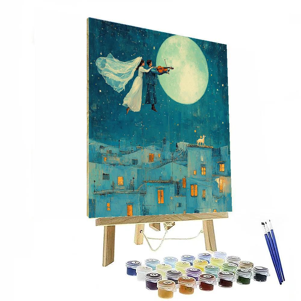 Marc Chagall Inspired Lovers Above The Moonlit City DIY paint by numbers