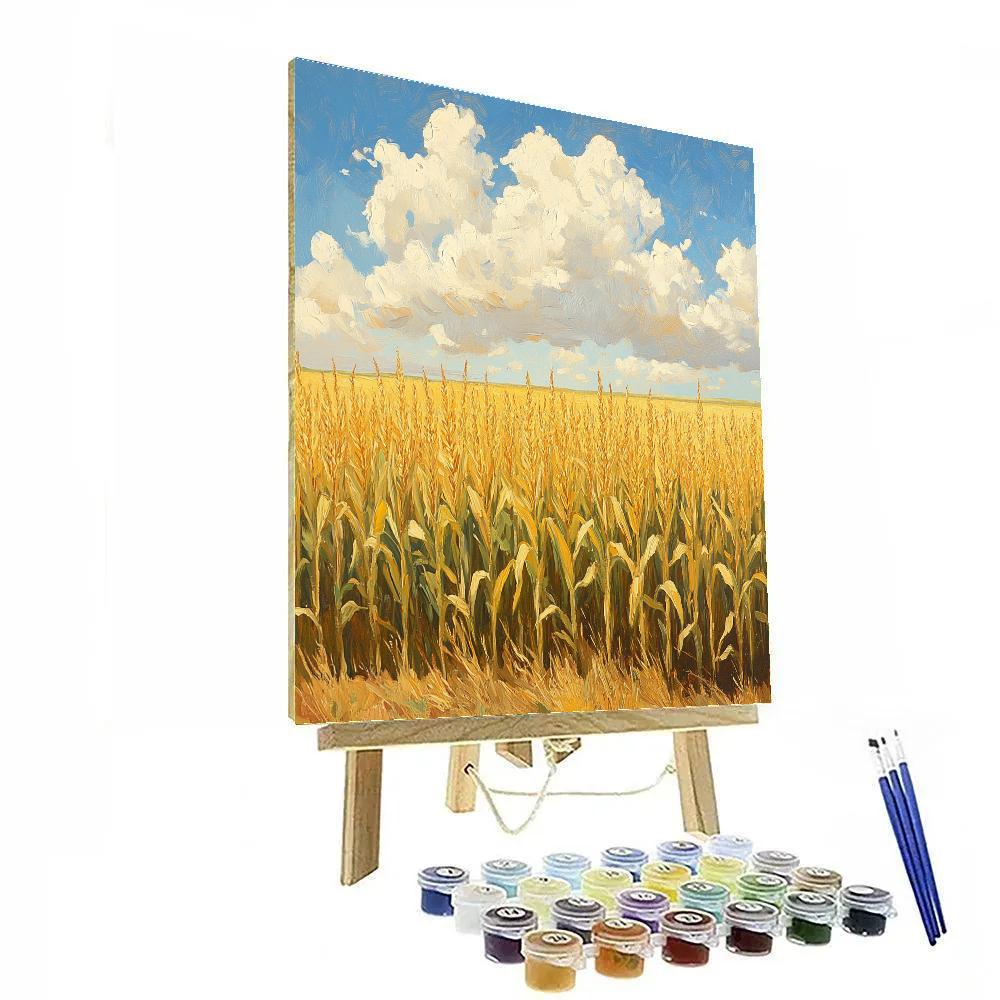 Claude Monet Inspired Golden Cornfield Under High Sky Numbered painting kits