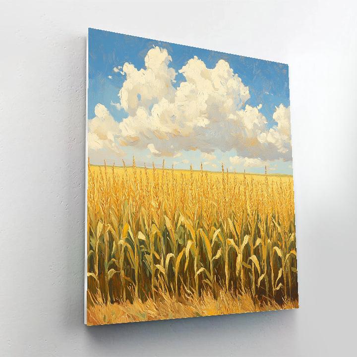 Claude Monet Inspired Golden Cornfield Under High Sky Numbered painting kits