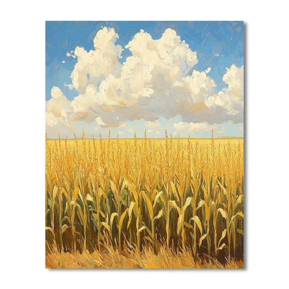 Claude Monet Inspired Golden Cornfield Under High Sky Numbered painting kits