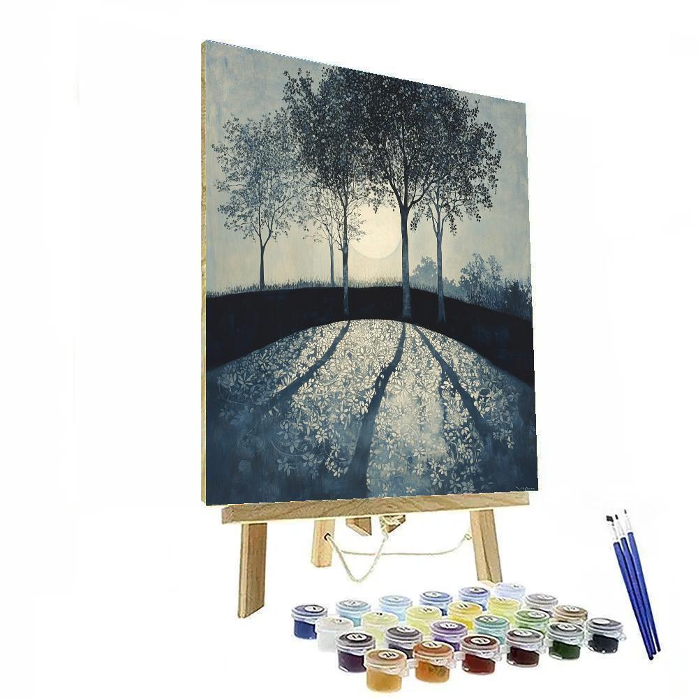 Leonardo Da Vinci Inspired Orchard Moonlit Shadows Numbered painting kits
