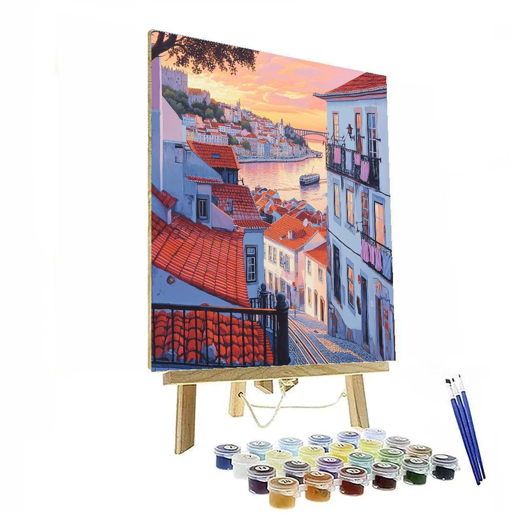 Alfama Viewpoint Over Rooftops Lisbon Portugal DIY paint by numbers