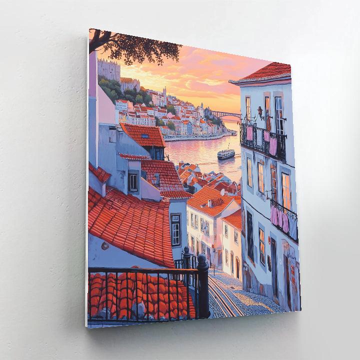 Alfama Viewpoint Over Rooftops Lisbon Portugal DIY paint by numbers