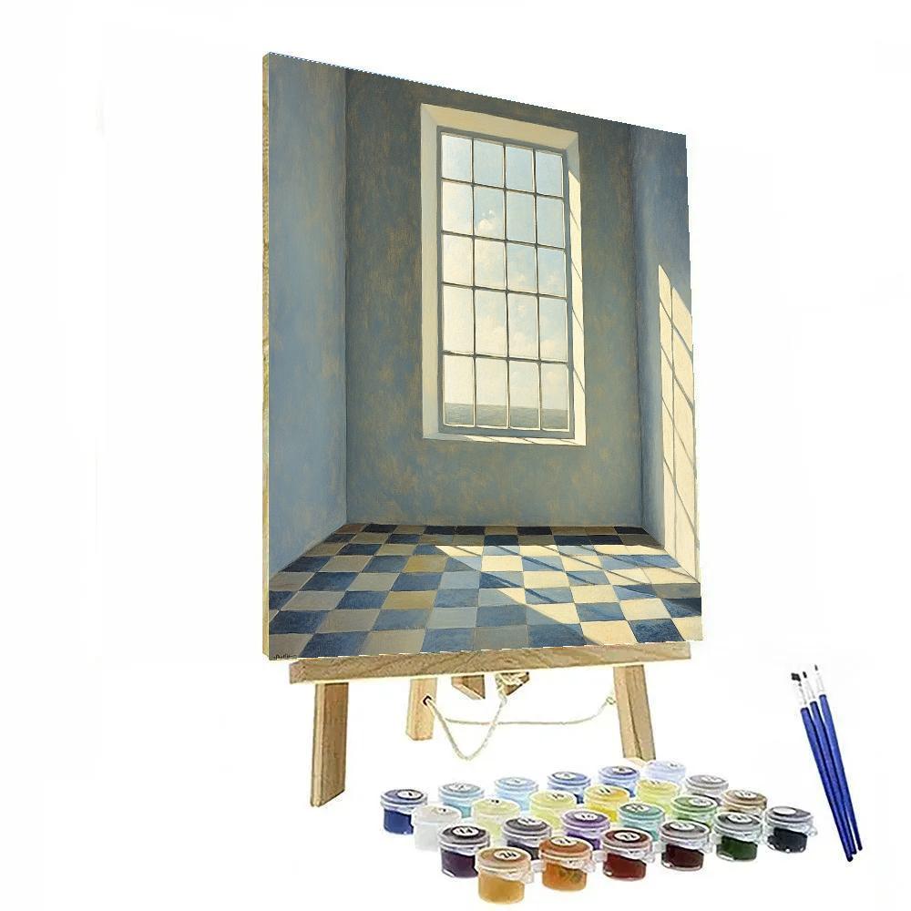 Johannes Vermeer Inspired Delft Window With Pearled Light On Tiled Floor DIY paint by numbers