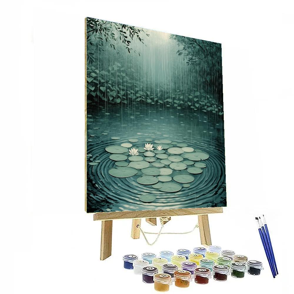 Claude Monet Inspired Pearl Gray Rain Over Lily Pond Painting by numbers kit
