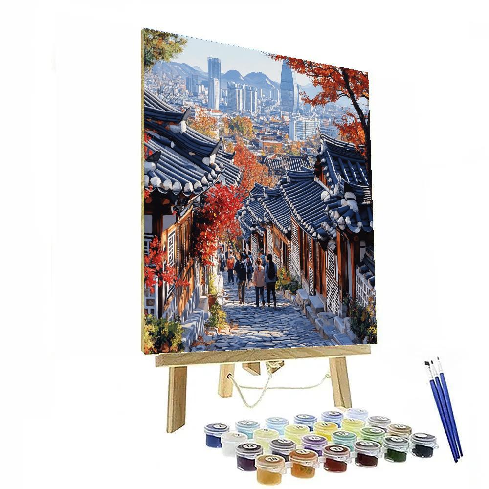 Bukchon Hanok Village Rooflines Seoul South Korea Numbered painting kits
