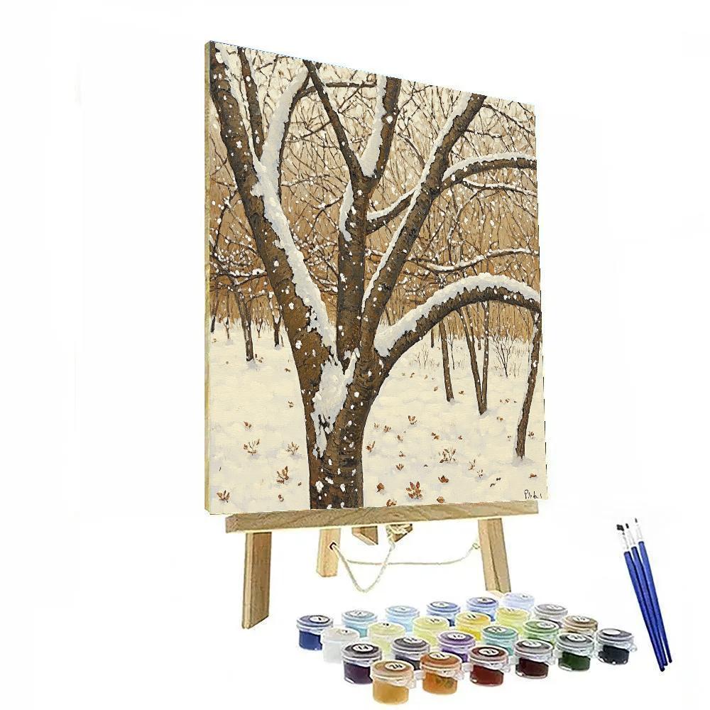 Leonardo Da Vinci Inspired Orchard In First Snow paint by color