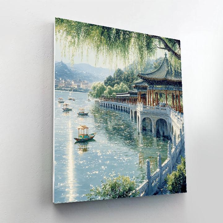 Summer Palace Lakefront Beijing China paint by color