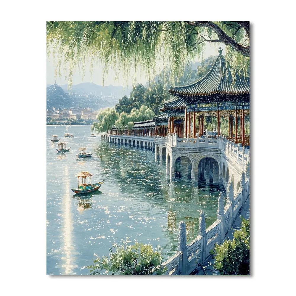 Summer Palace Lakefront Beijing China paint by color