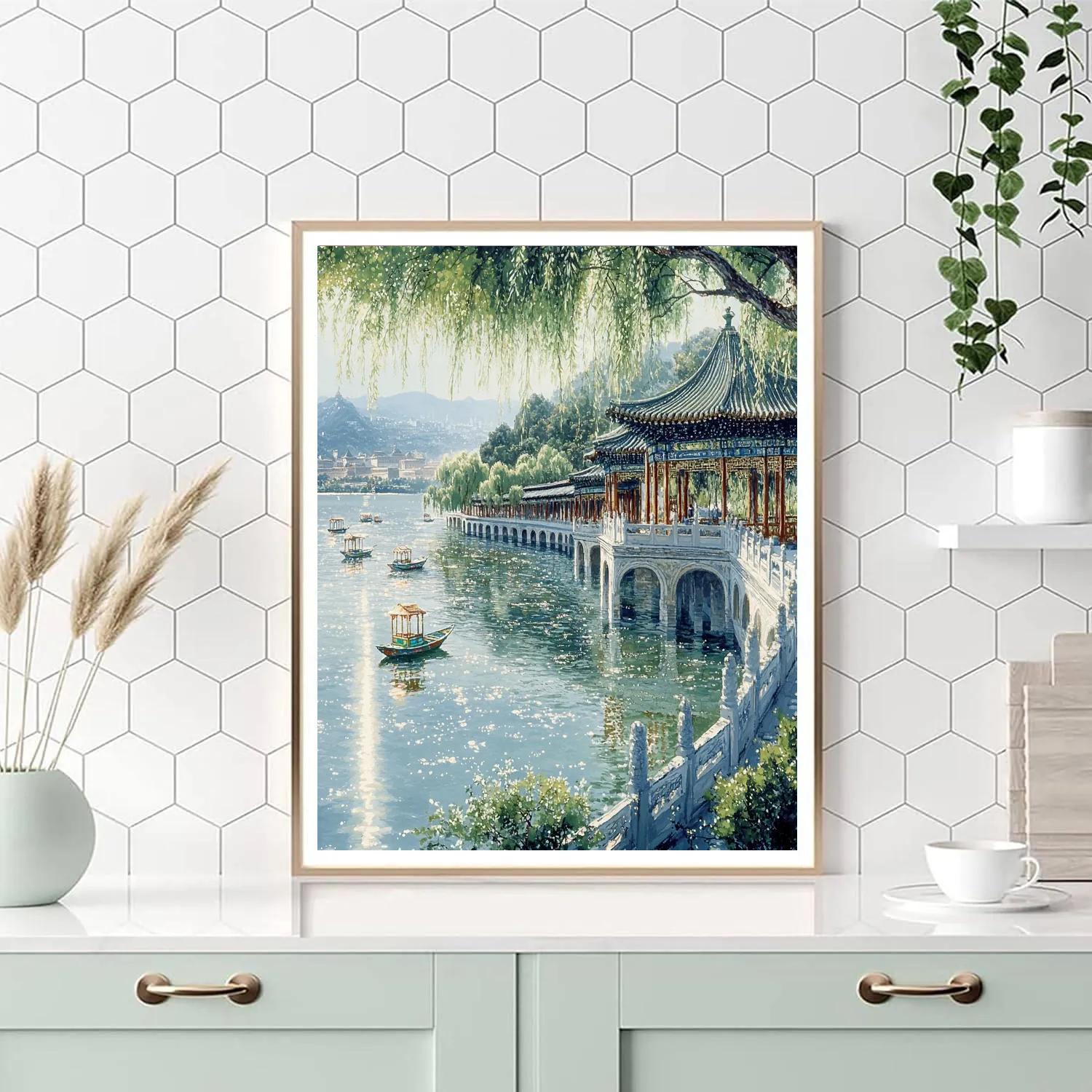 Summer Palace Lakefront Beijing China paint by color