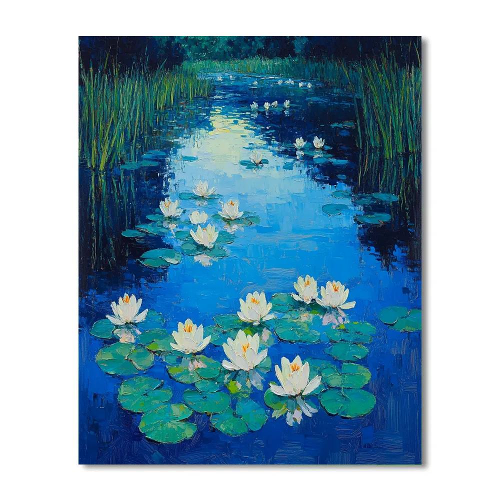 Claude Monet Inspired Sapphire Lagoon With Waterlilies Paint by numbers art