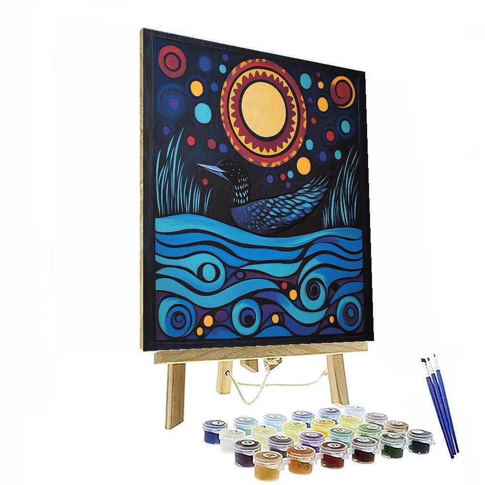 Norval Morrisseau Inspired Loon Songs Of The Moonlit Lake Painting by numbers kit