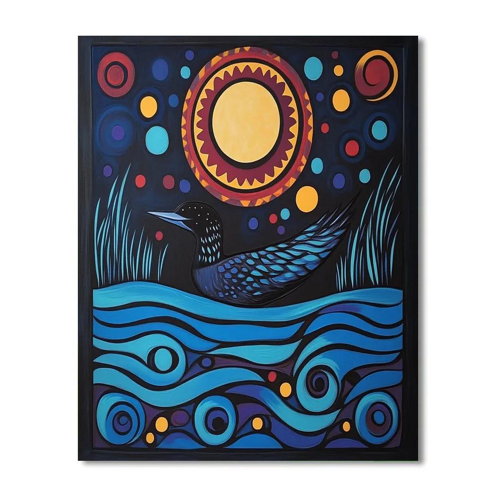 Norval Morrisseau Inspired Loon Songs Of The Moonlit Lake Painting by numbers kit