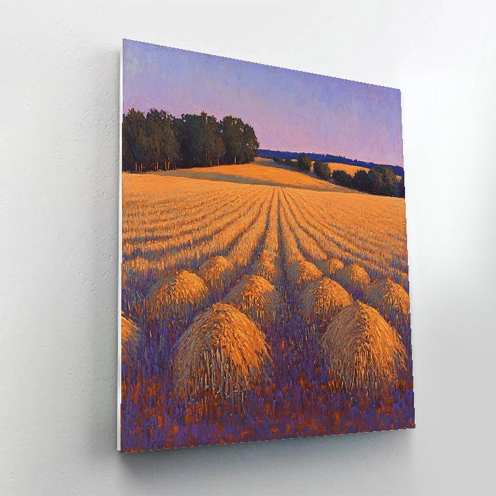 Claude Monet Inspired Amber Harvest Field At Dusk Numbered painting kits