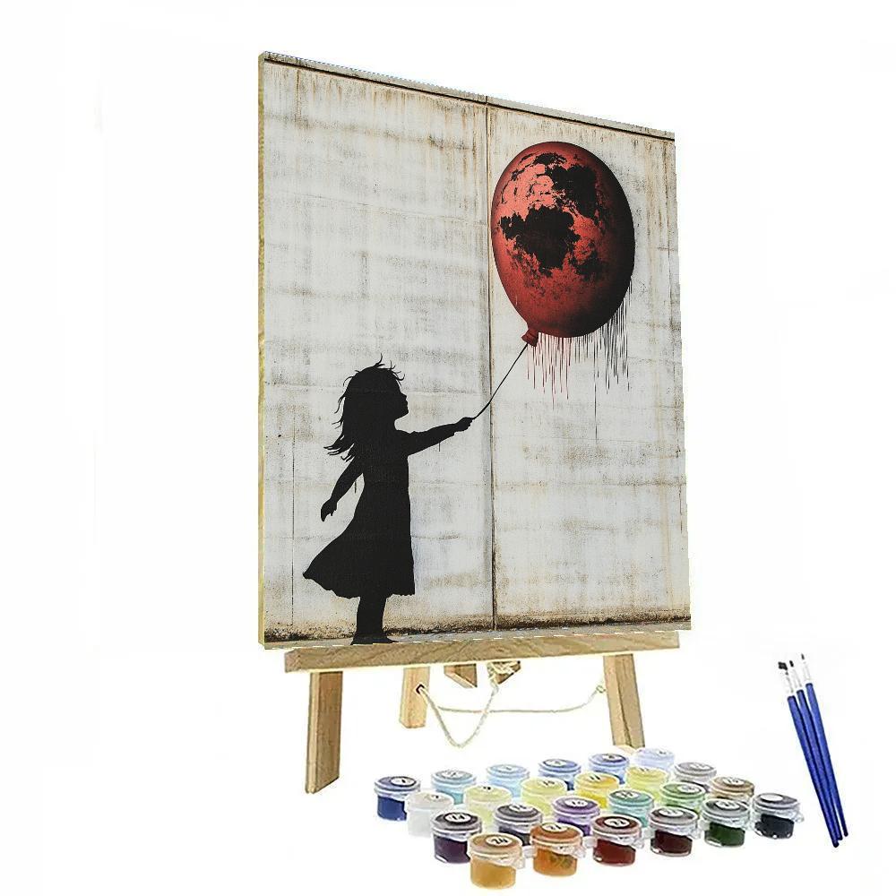 Banksy Inspired Girl With Balloon Planet paint by numbers