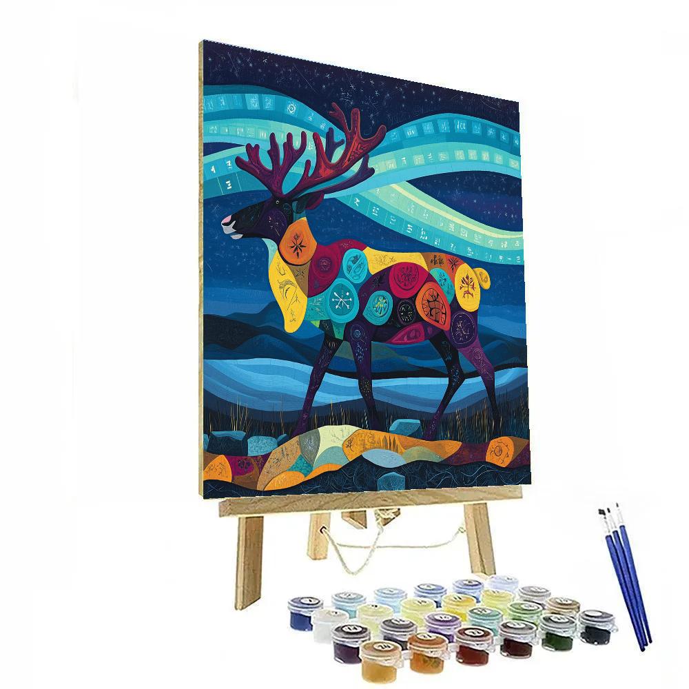 Norval Morrisseau Inspired Caribou Of The Northern Lights Trail Painting by numbers kit