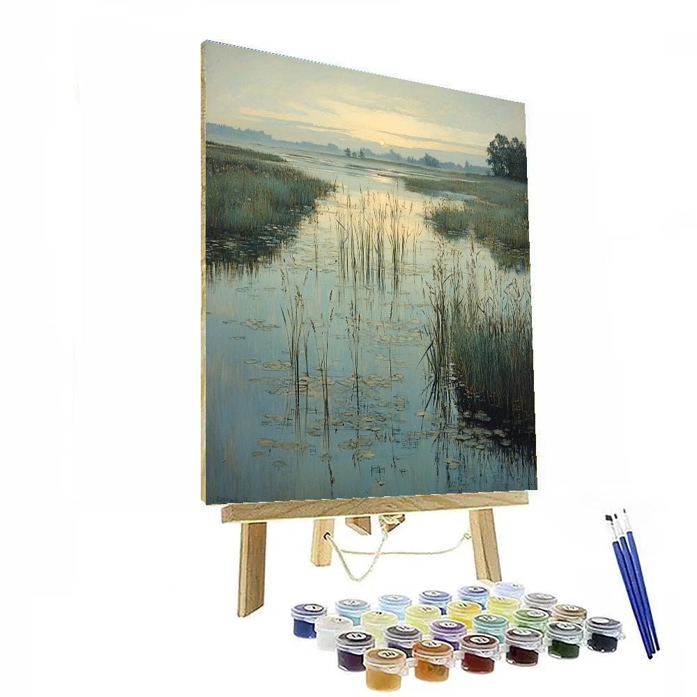 Leonardo Da Vinci Inspired Quiet Marsh Reflections paint by numbers