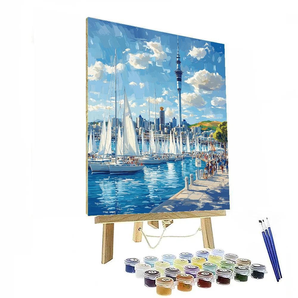Auckland Sky Tower And Harbor Auckland New Zealand painting number kit