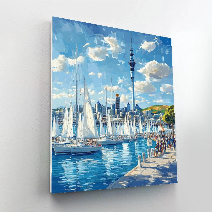 Auckland Sky Tower And Harbor Auckland New Zealand painting number kit