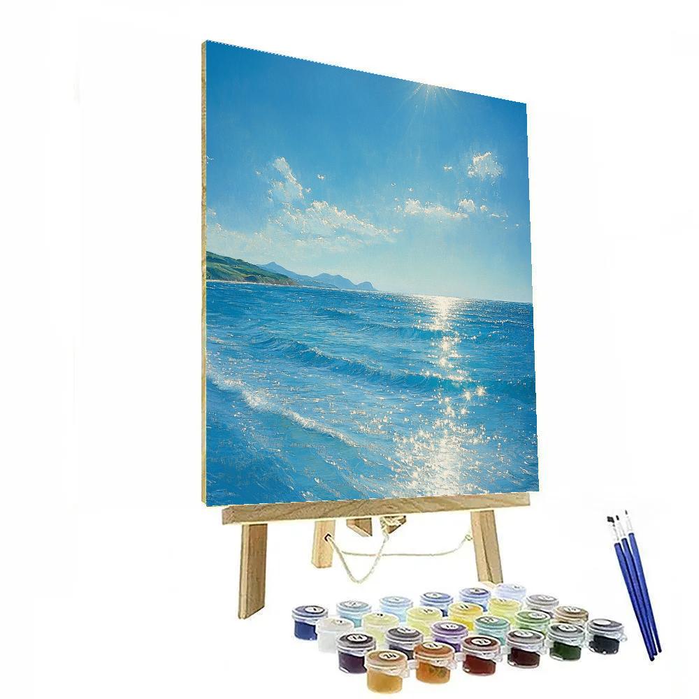 Claude Monet Inspired Azure Bay With Sunlit Ripples paint by number