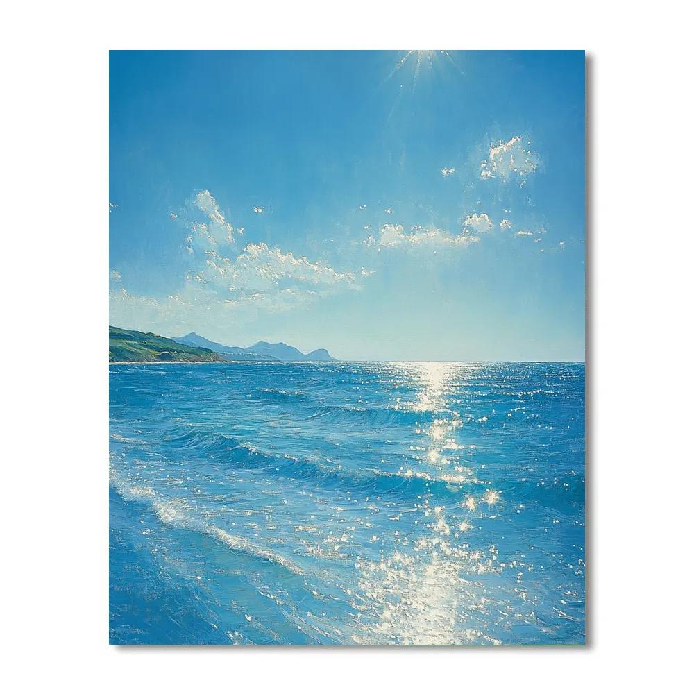 Claude Monet Inspired Azure Bay With Sunlit Ripples paint by number