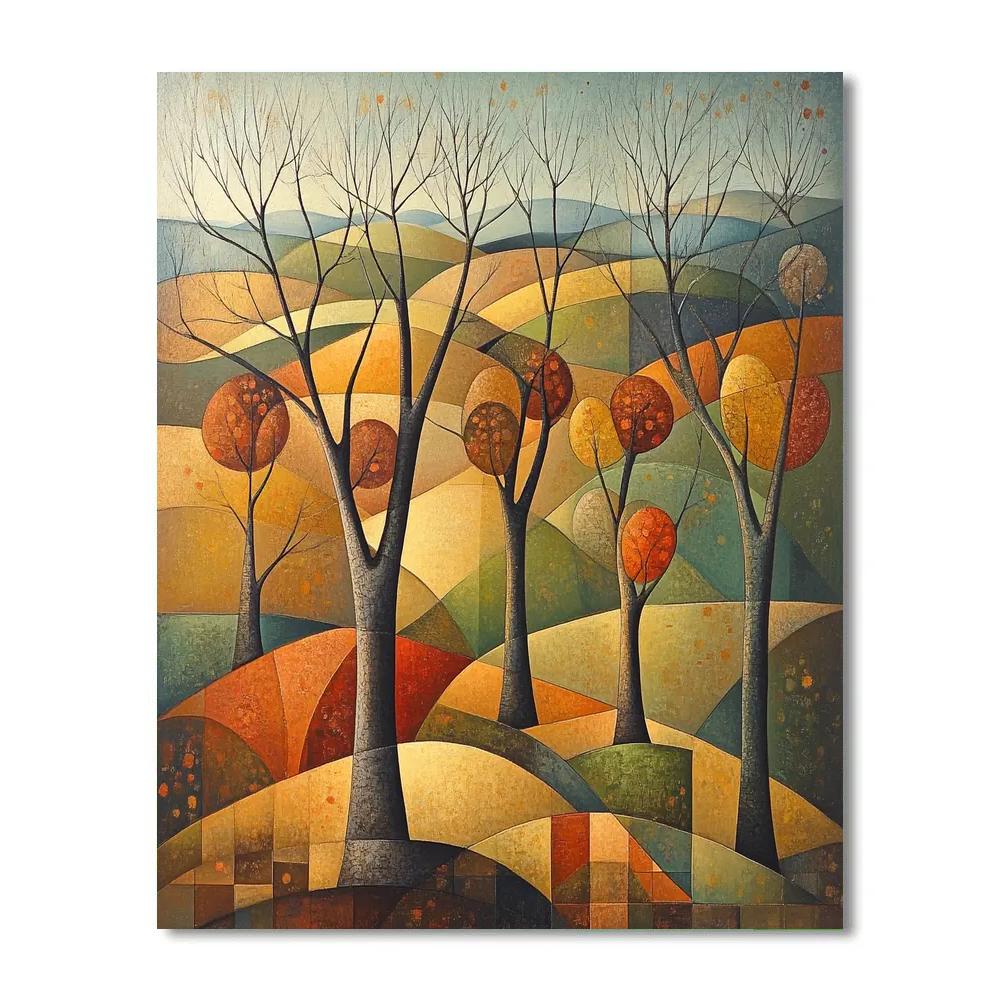 Pablo Picasso Inspired Cubist Autumn Orchard paint by numbers