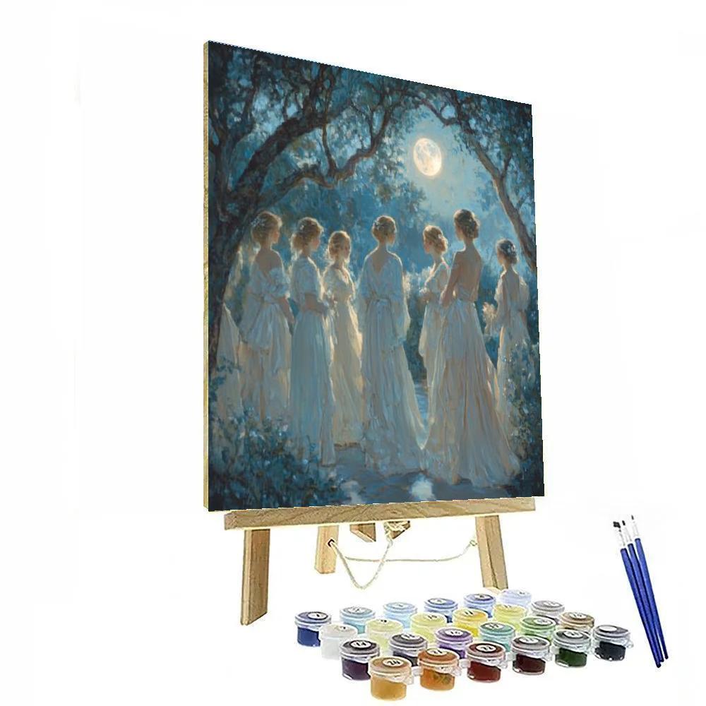 William Turner Dewing Inspired Moonlit Garden Party Number painting