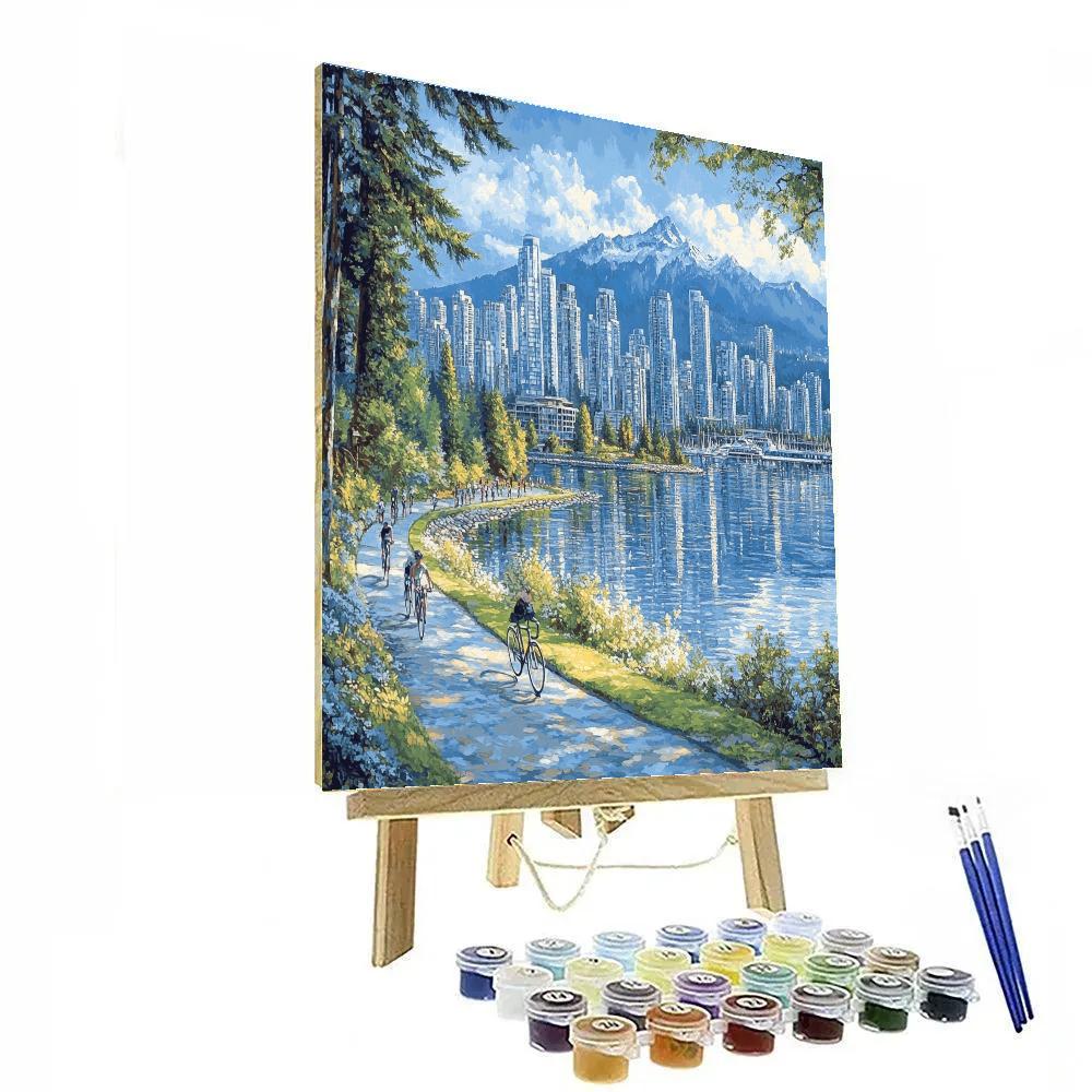 Vancouver Seawall And Mountains Vancouver Canada DIY paint by numbers