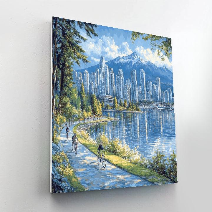 Vancouver Seawall And Mountains Vancouver Canada DIY paint by numbers