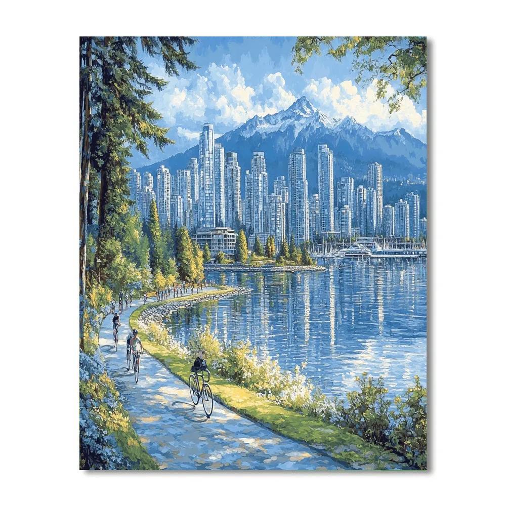Vancouver Seawall And Mountains Vancouver Canada DIY paint by numbers