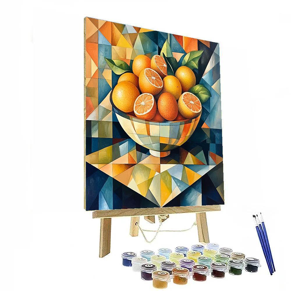 Pablo Picasso Inspired Fractured Still Life With Citrus Bowl painting number kit