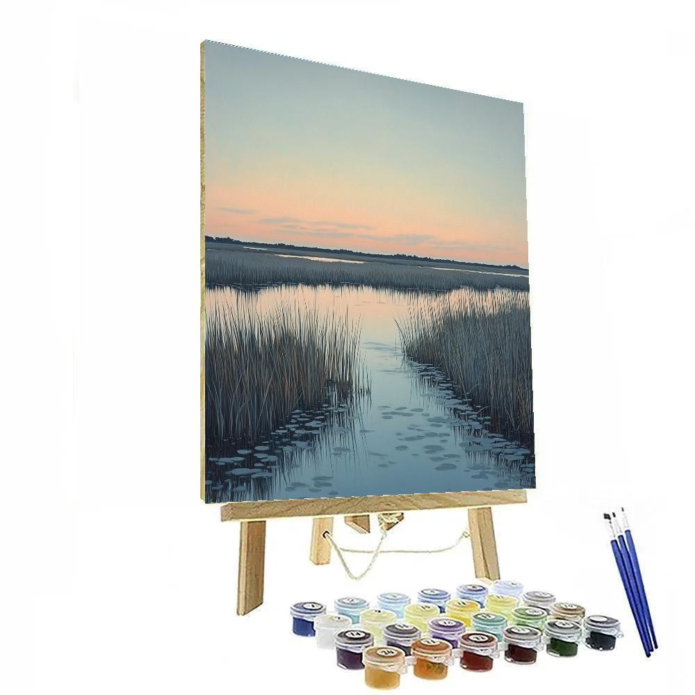 Claude Monet Inspired Silver Marsh Grasses At Twilight paint by numbers
