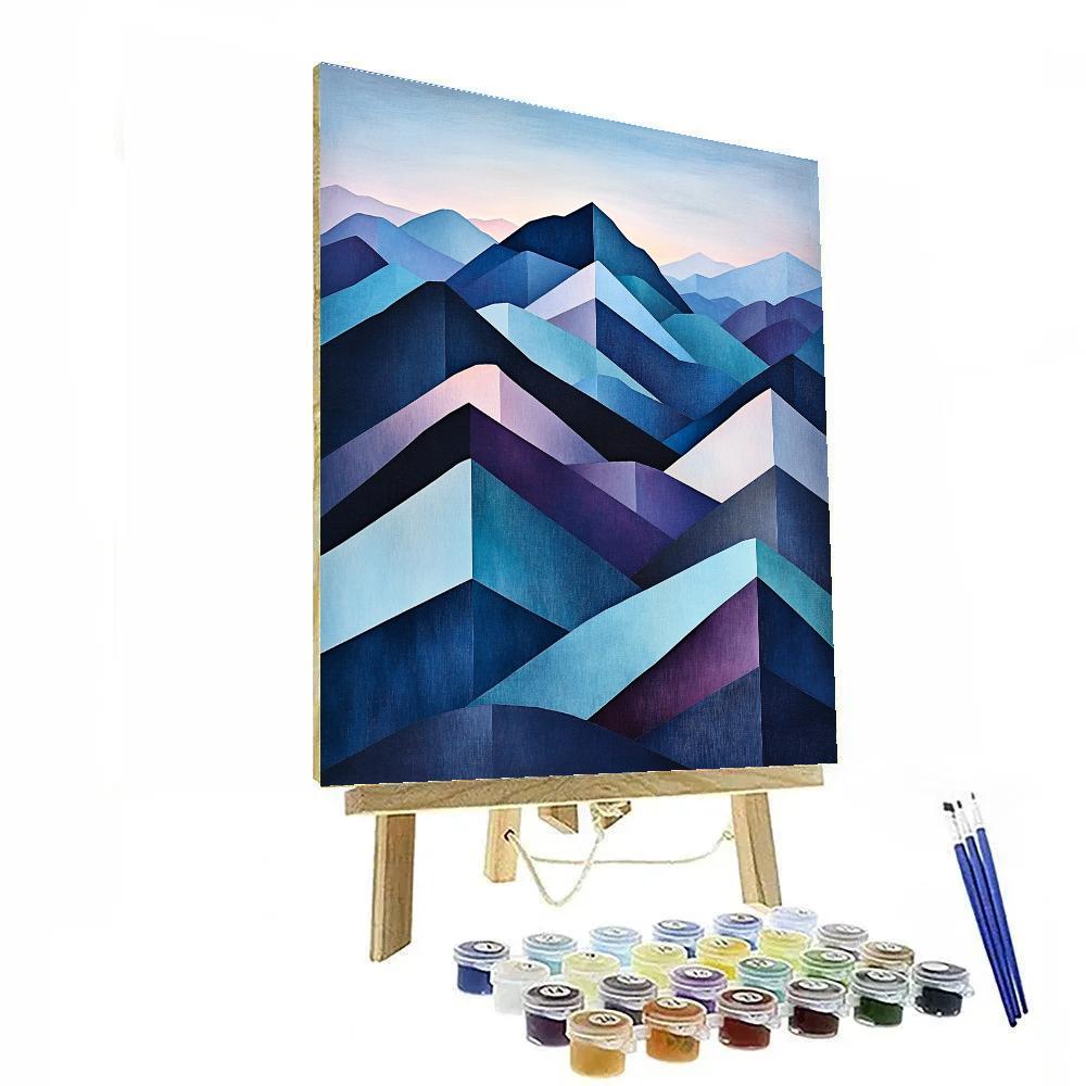 Pablo Picasso Inspired Geometric Mountain Twilight paint by color