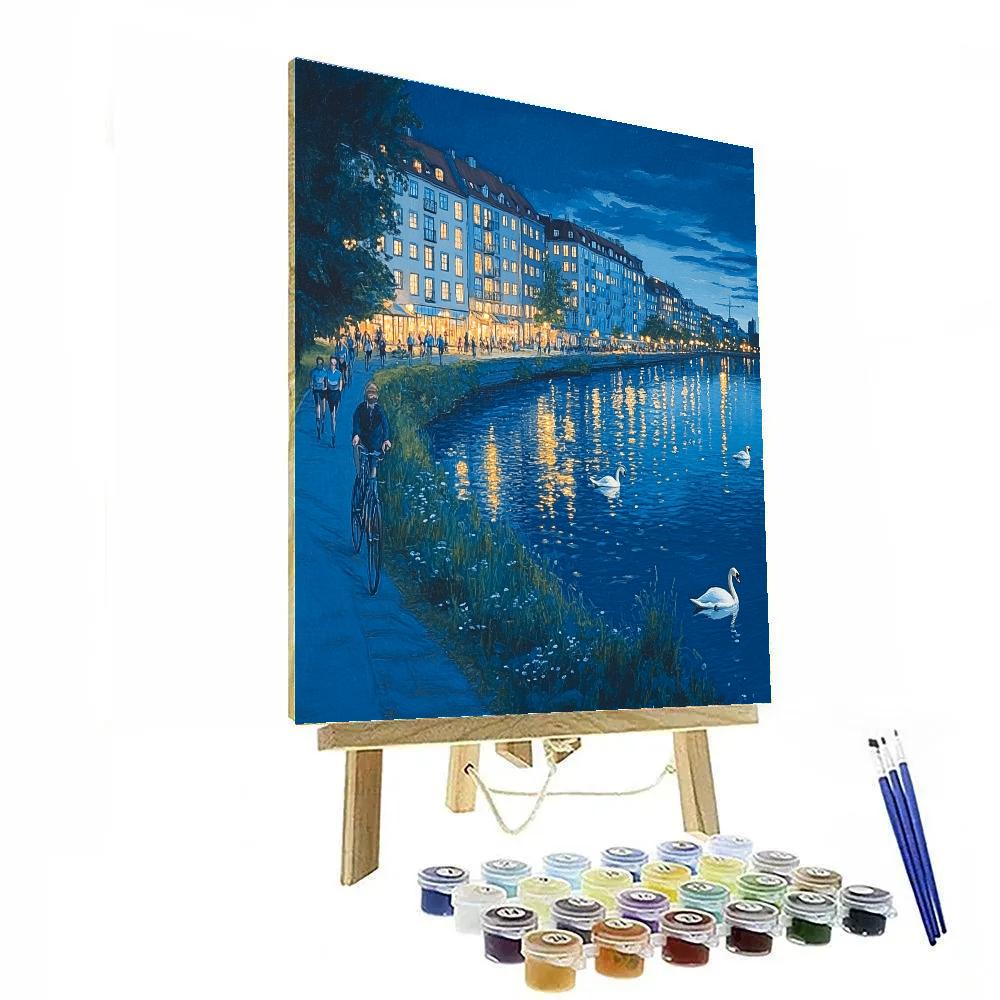 Copenhagen Lakes Evening Reflections Copenhagen Denmark paint by numbers