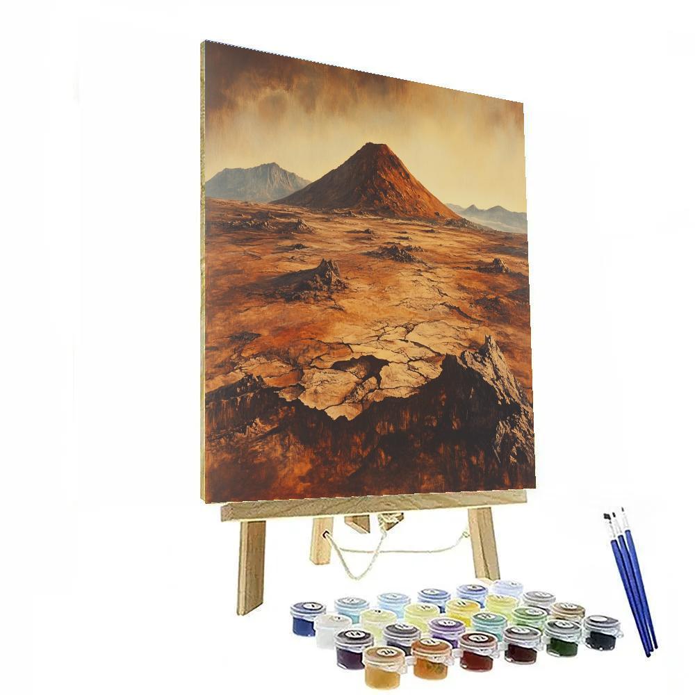 Leonardo Da Vinci Inspired Volcanic Plains At Dusk Painting by numbers kit